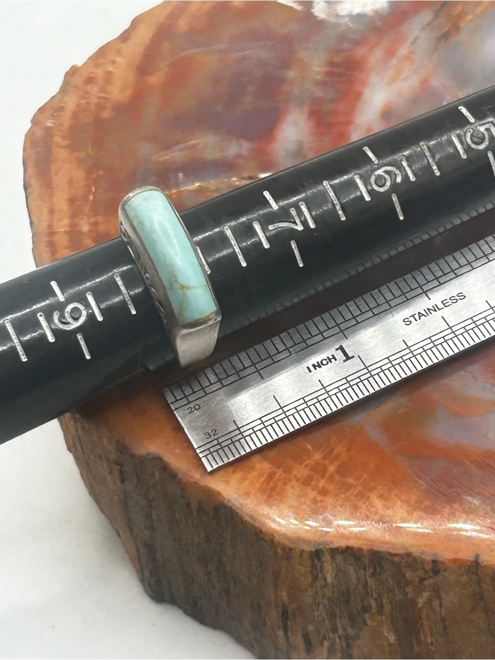 Minimalist Art Deco Style Turquoise Ring - Size 8